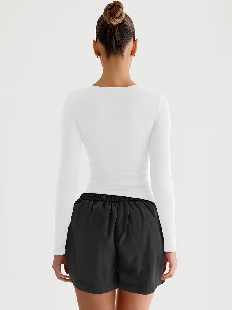 Women'S Naked Yoga Casual Fitness Long Sleeve High Spring Sports Top Breathable Comfortable Yoga Wear Round Neck Jumper Wear Sportswear