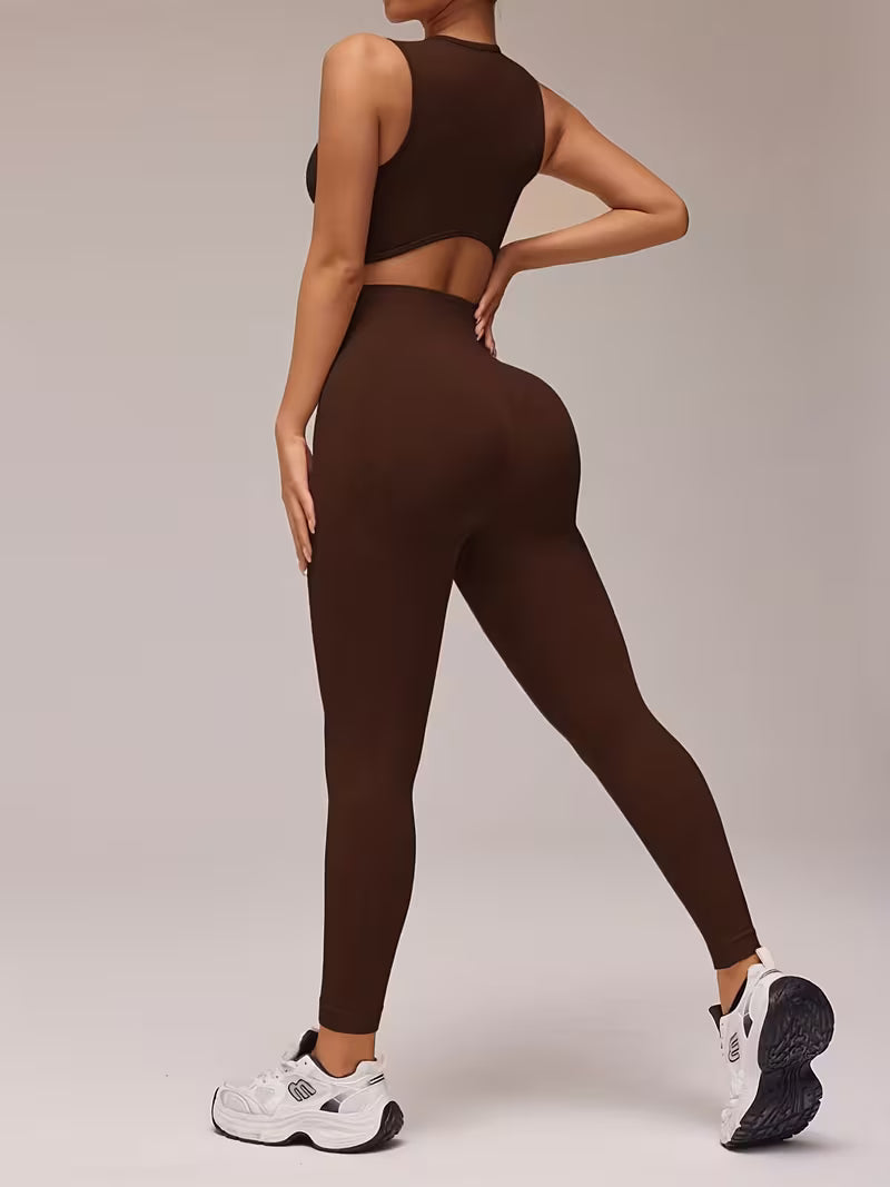 Women'S 2pcs Letter Print Crop Top And Leggings Athletic Set - High-Waist Breathable Fabric, Suitable for Yoga, Training, And Casual Wear, Athletic Comfort Fit